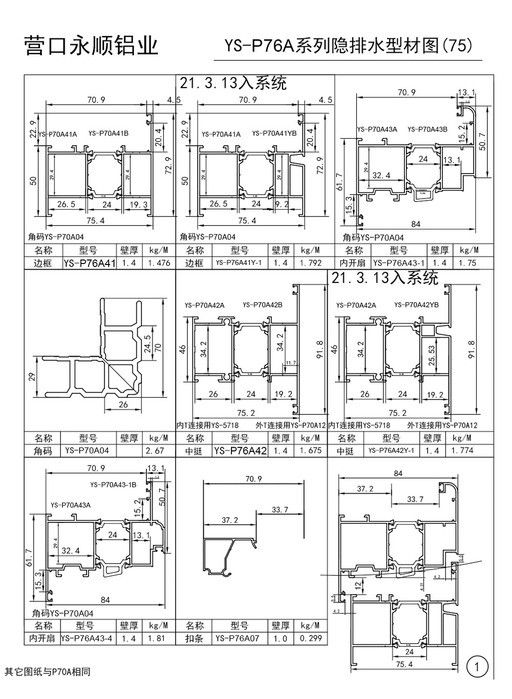 YS-P76A系列隐排水型材图(75.4)