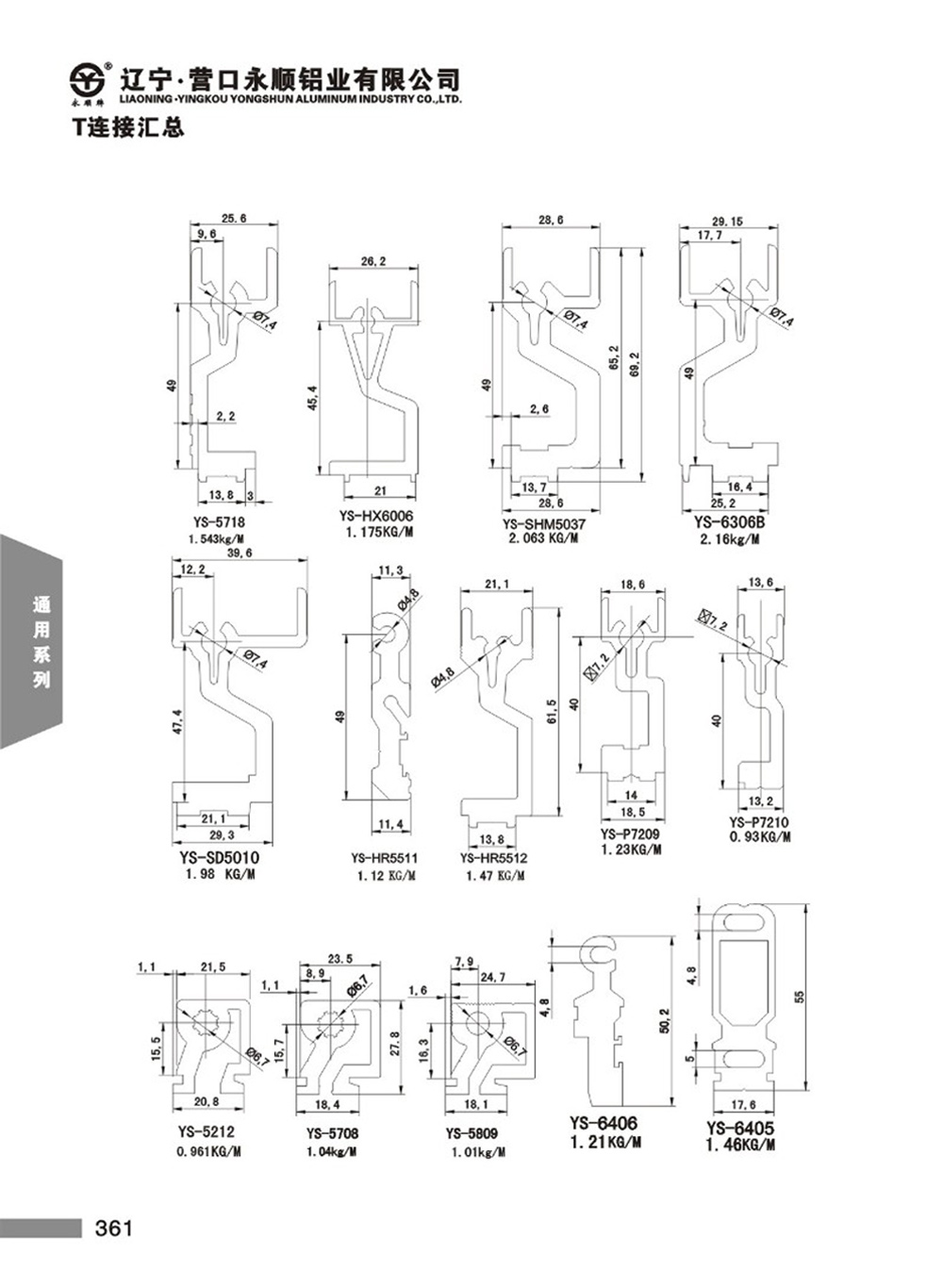 中梃T连接型材汇总